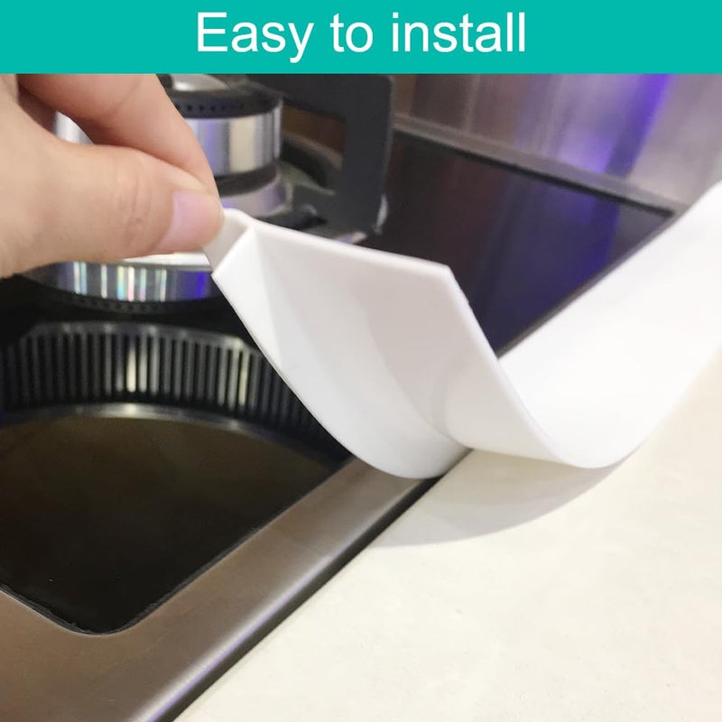 Mofason Stove Gap Covers, 2PACK Kitchen Silicone Oven Gap Filler - 21 Inches Countertop Strips Guard, Easy to Clean (White) - Image 4